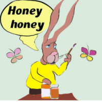 a funny bunny thinking about honey and doing drugs